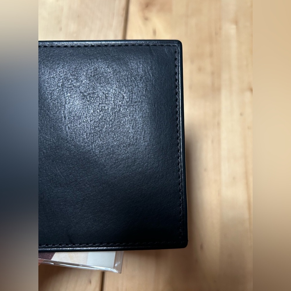 NWT Water Buffalo Vintage Coach Bifold Leather Wallet Black - Picture 6 of 10